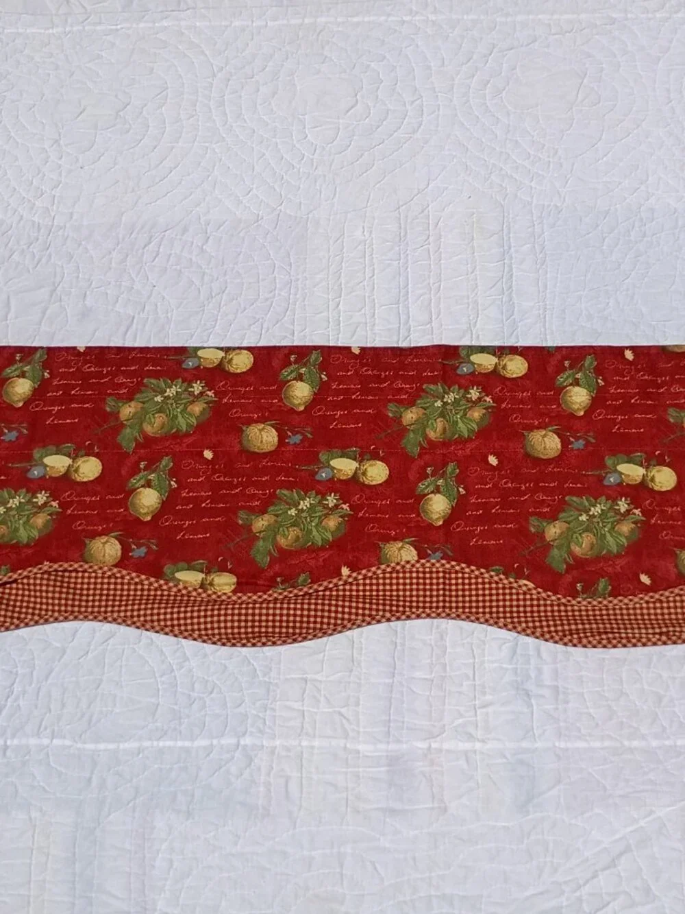 Set of 3 Vintage Waverly La Frutta Curtain Valances Lemons and Oranges Dark Red